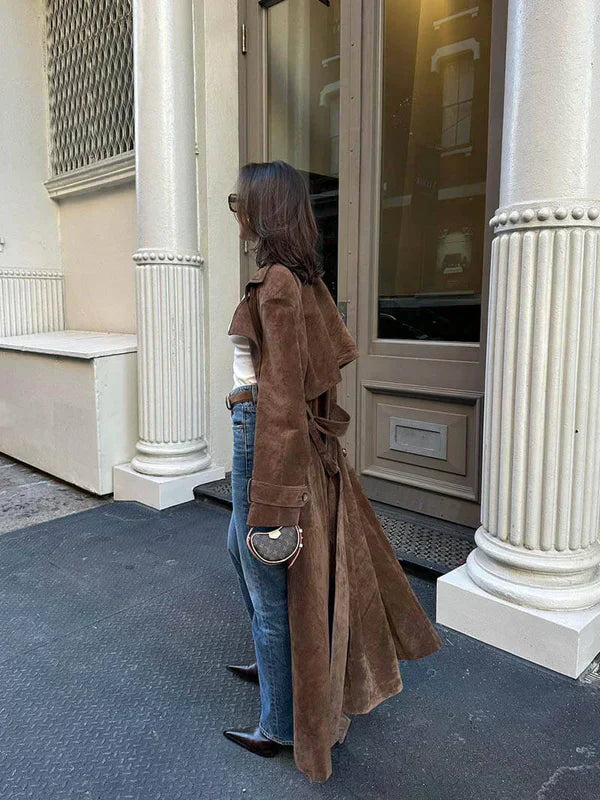 Olivia - Cappotto Trench Classico in Camoscio